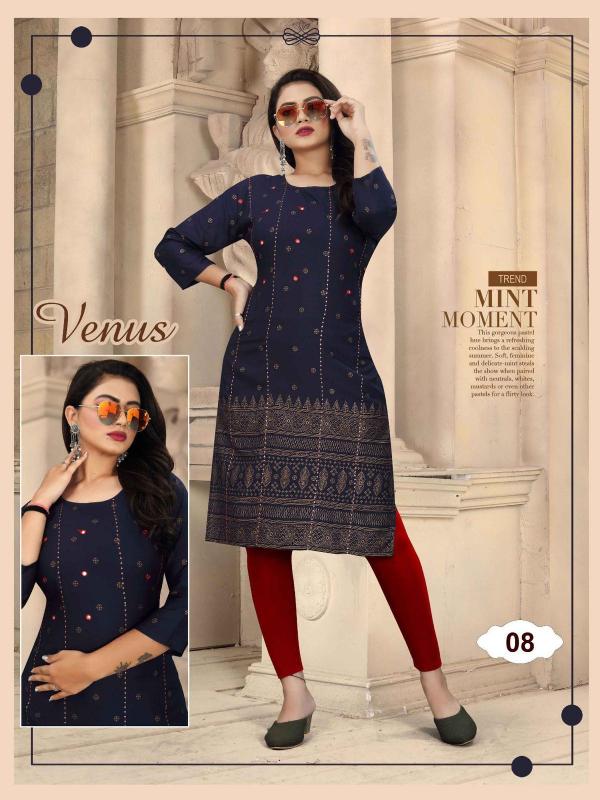 Aagya Venus Ethnic Wear Rayon Designer Kurti Collection